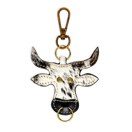 Myra Bessy Cow Hair-on Hide Key Fob in Black