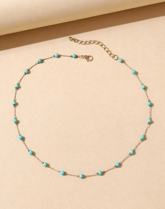Turquoise Dainty Beaded Necklace