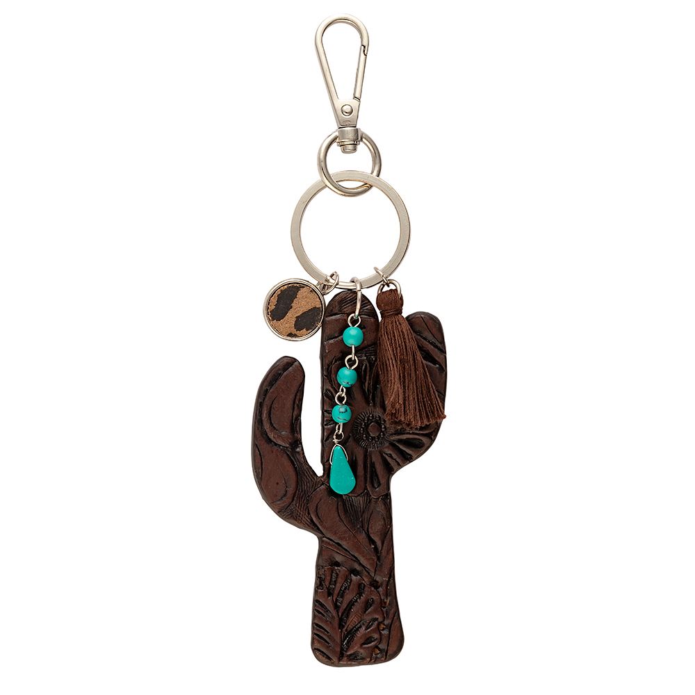 Myra Cactus Spirit Hand-tooled Key Fob & Bag Charm