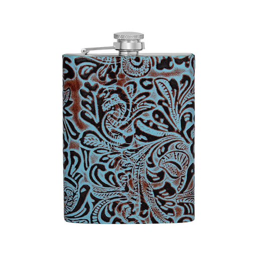 Myra Mountain Trail Flask in Hand-tooled Leather