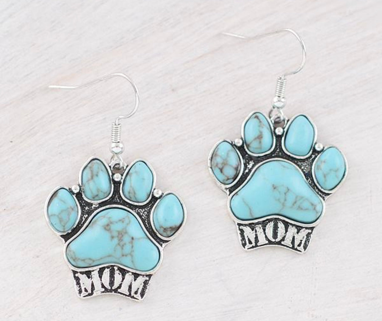 Turquoise paw mom earrings