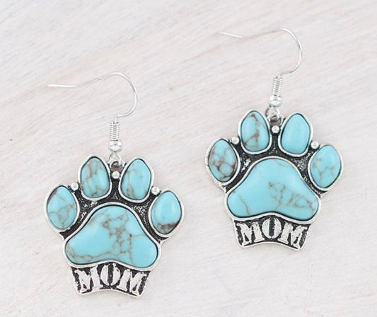 Turquoise paw mom earrings