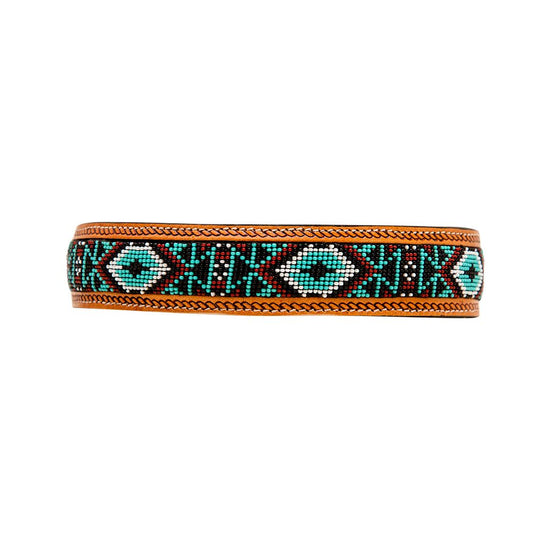 Myra Whizter Hand-Tooled Beaded Dog Collar