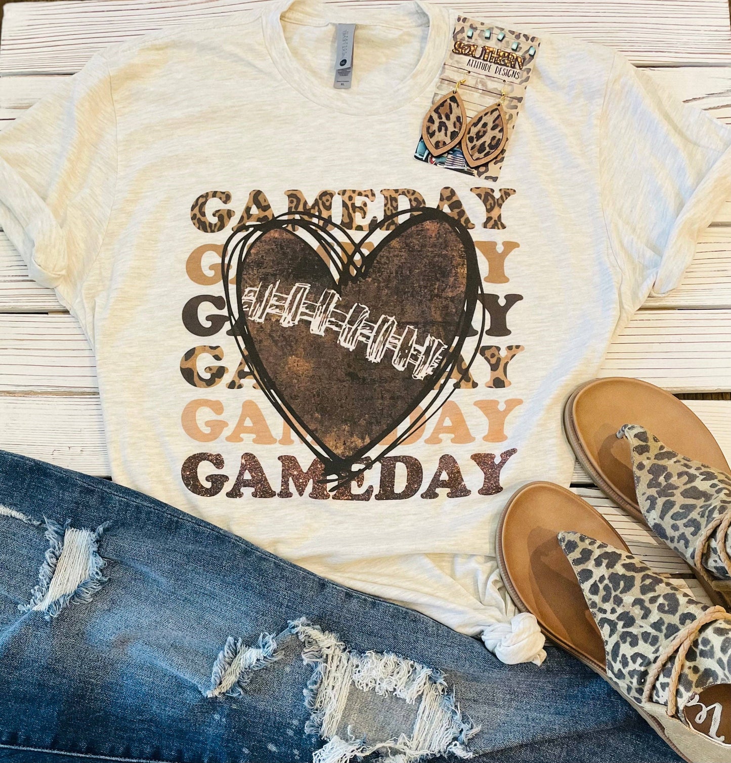 Game Day Heart Football T-Shirt