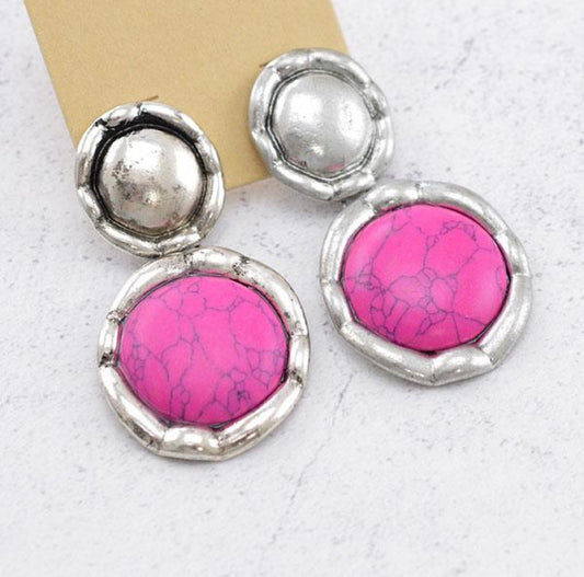 Pink and silver earrings