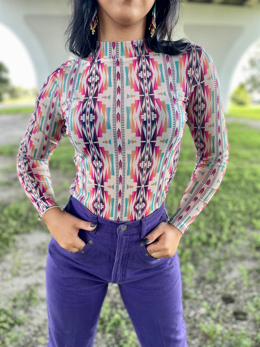 Sheer Aztec Long Sleeve Shirt