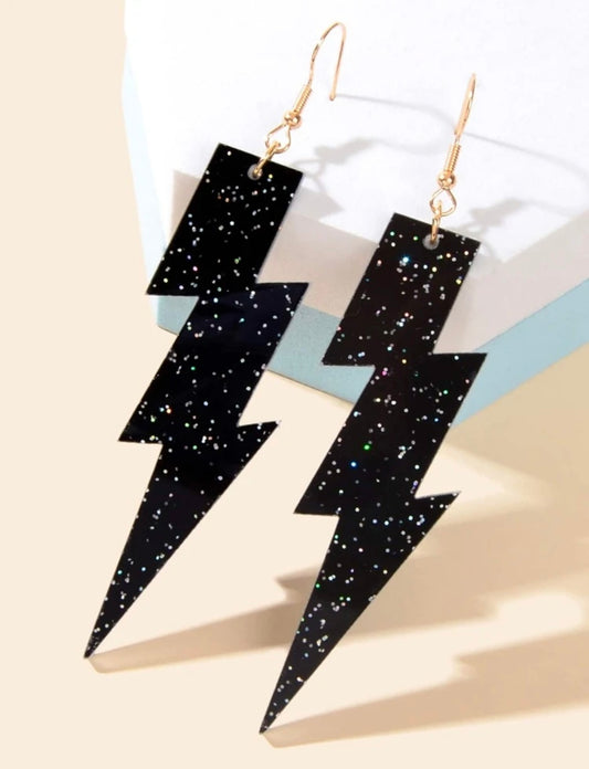 Black Lightening Bolt Earrings