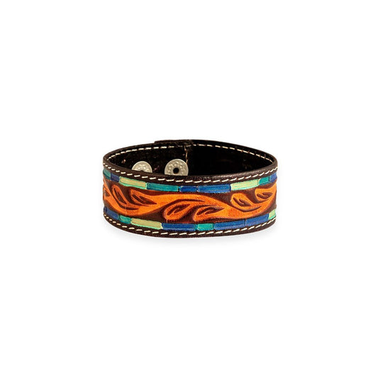 Myra Clearway Trail Hand-tooled Leather Bracelet