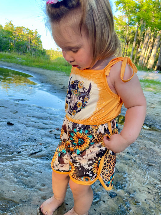 Sunflowers & Cowprint Romper