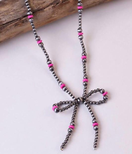 Pink Navajo Bow Necklace