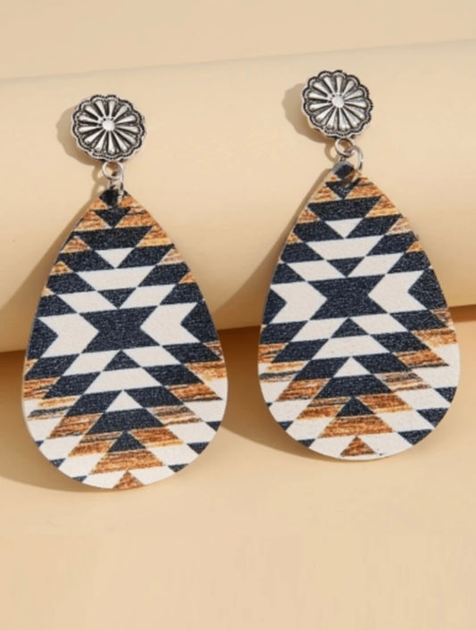 Vintage Aztec Tear Drop Earrings
