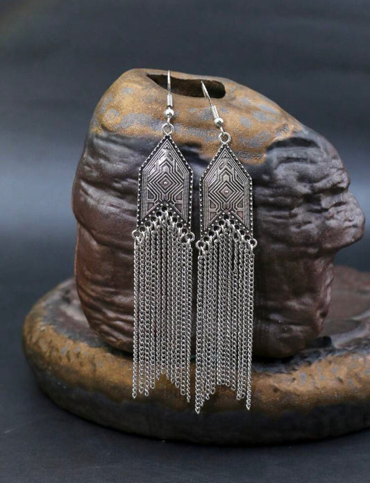 Western Silver Tassle Earrings