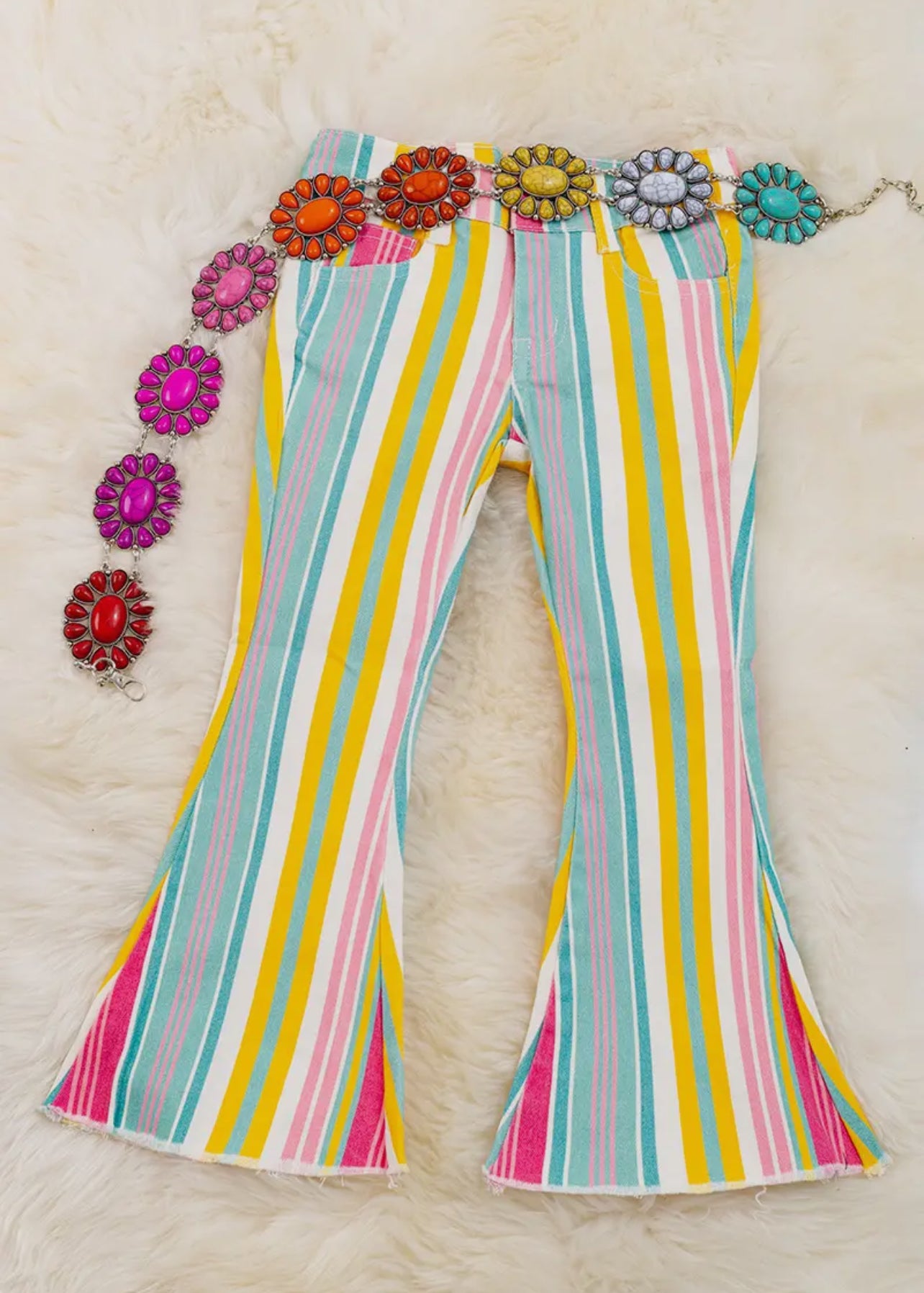 Kids Multicolored Striped Jeans