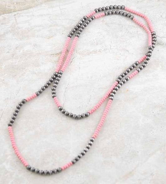 Pink Navajo long necklace