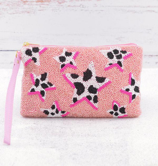 Pink beaded handbag￼