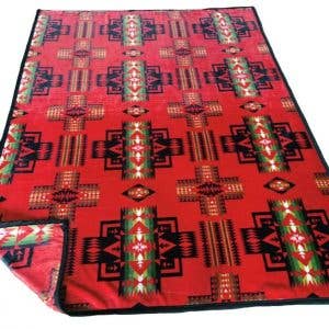 Plush Aztec Blanket Full Size Throw: Red