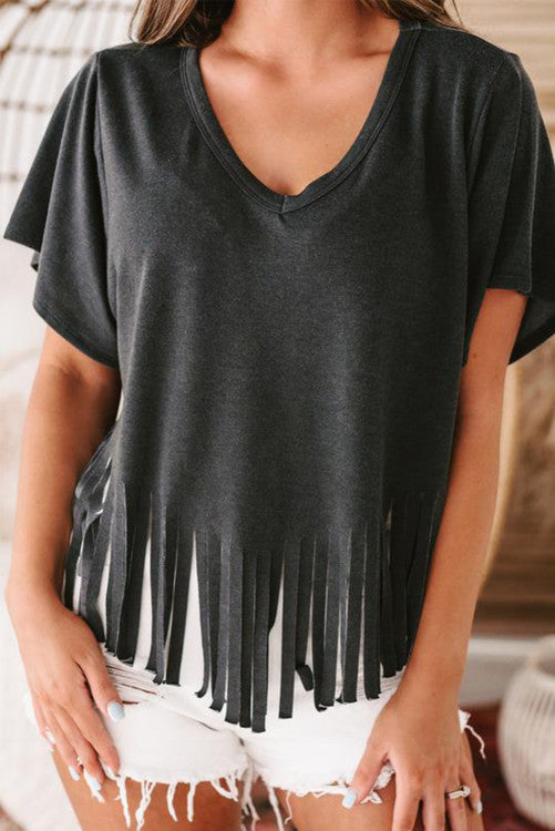 Black Fringe T-Shirt