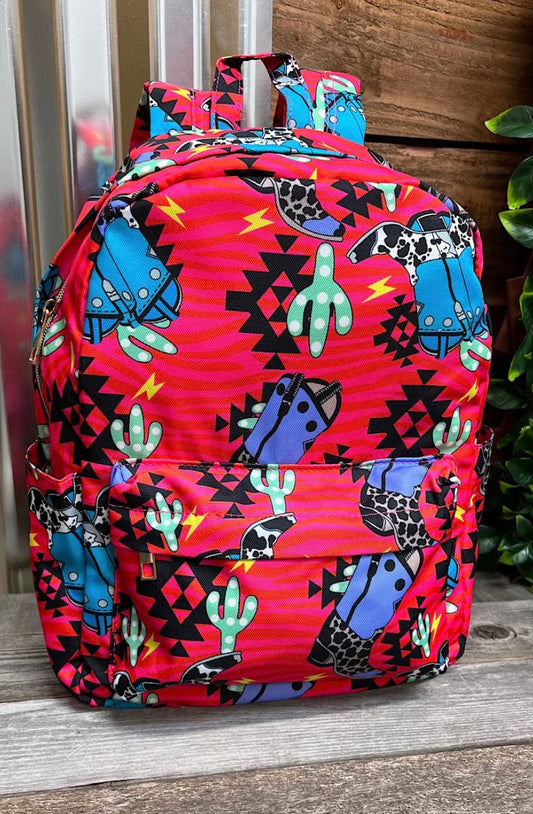 Hot Pink Aztec Book Backpack