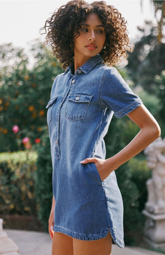 Kancan Denim Dress With Pockets