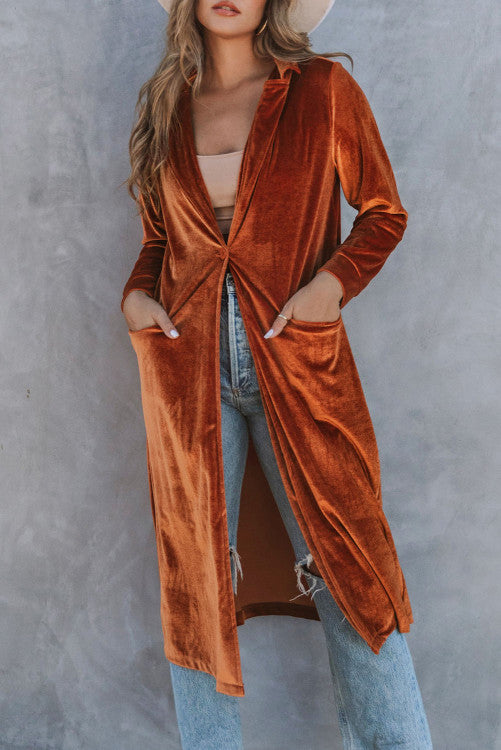 Burnt Orange Velvet Cardigan