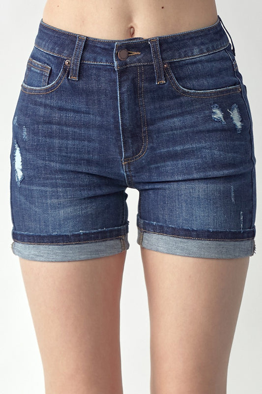 Risen Jean MID RISE CUFFED SHORTS