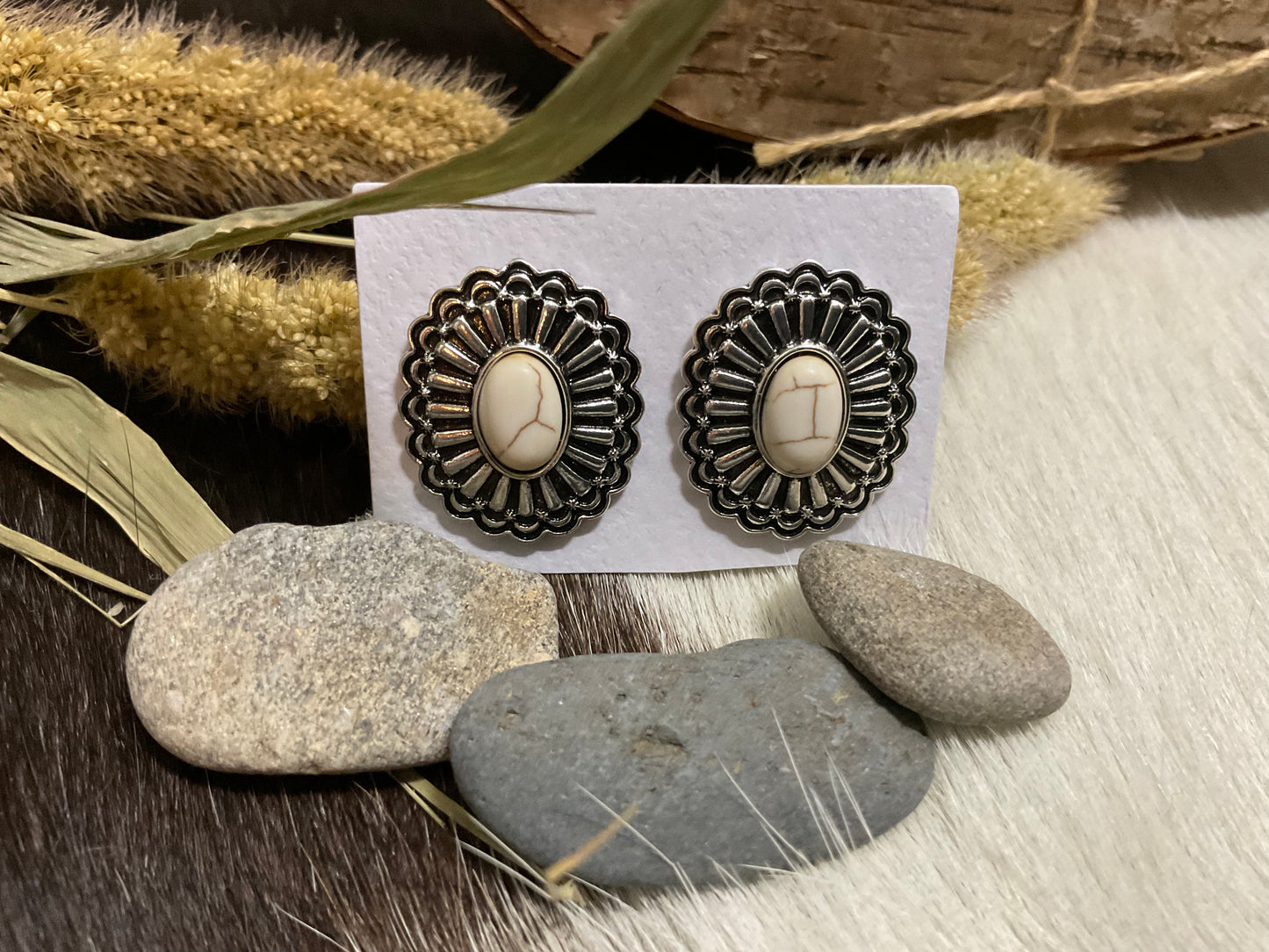 White Stone Studs