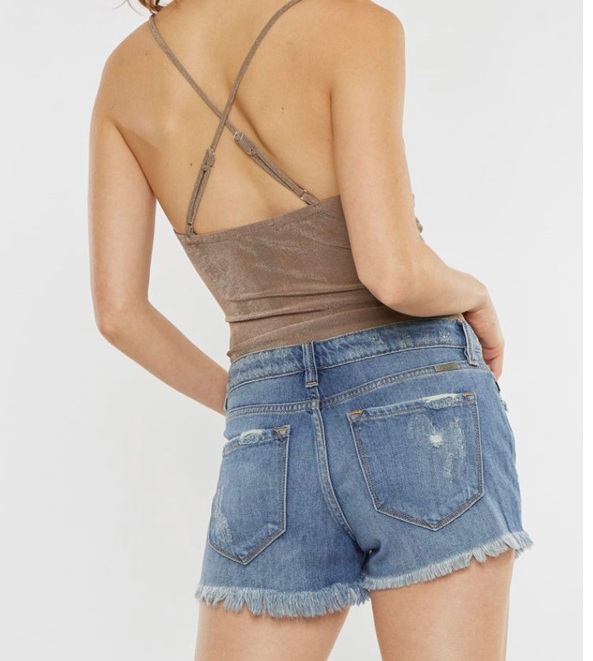 Midrise Distressed Shorts