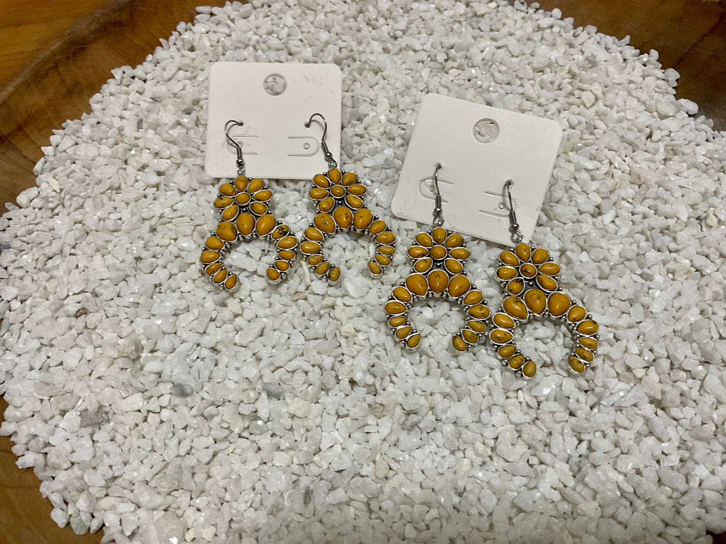 Mustard Squash Blossom Earrings