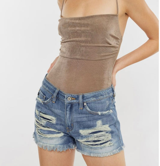 Midrise Distressed Shorts